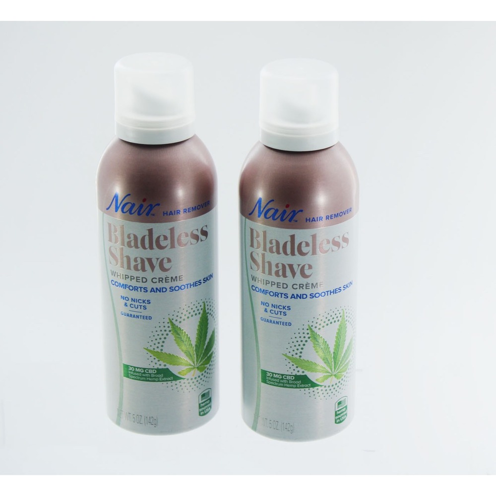 Nair Bladeless Shave Whipped Creme with 30mg CBD Hair Remover 5oz 2 Pack